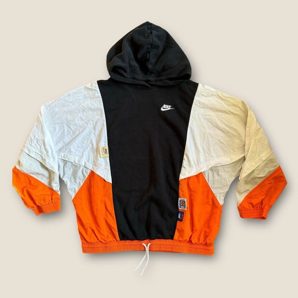 NIKE Activewear ICON PULLOVER HOODIE ORANGE WHITE #CJ2029-010 Size Small